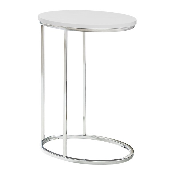 Accent Table - Oval / Glossy White With Chrome Metal